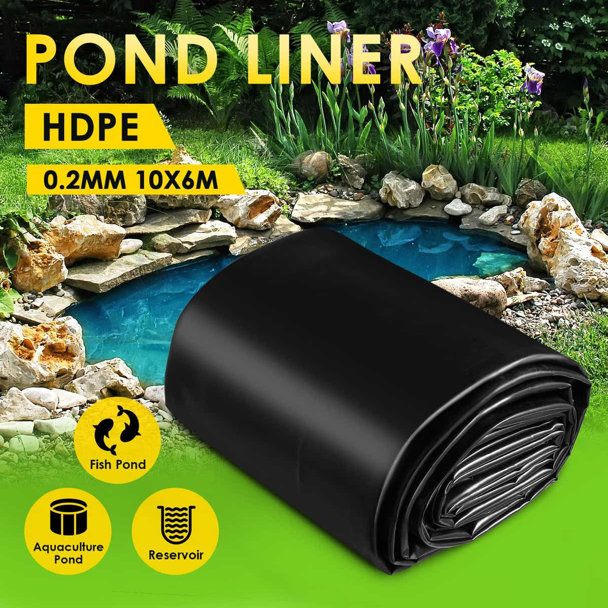 DS BD Pond Liner 10x6M Fish Waterfall Water Pad Heavy Duty Landscaping 0.2mm