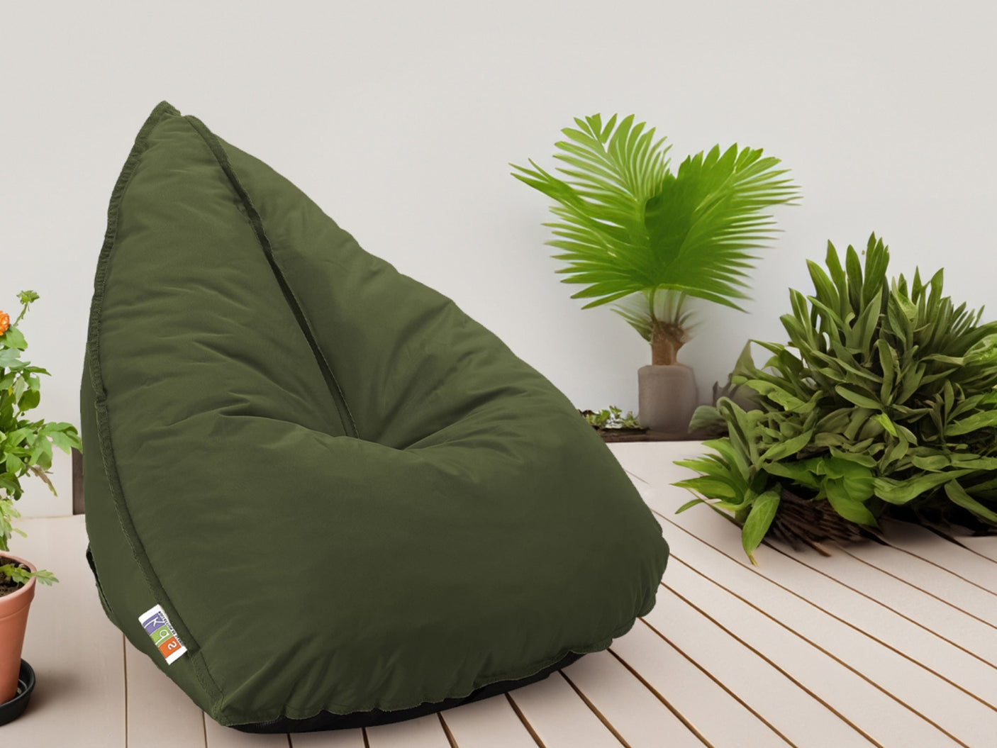 Outdoor Foam Bag Tri Shape Olive Green