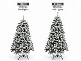 DS Christmas Tree Flocked Tips with Lights - 7Ft/210cm