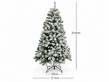DS Christmas Tree Flocked Tips with Lights - 7Ft/210cm