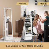 DS BD Jewellery Shelf 360 Degree Cabinet Mirror Floor Earring Ring White