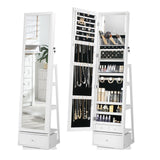 DS BD Jewellery Shelf 360 Degree Cabinet Mirror Floor Earring Ring White