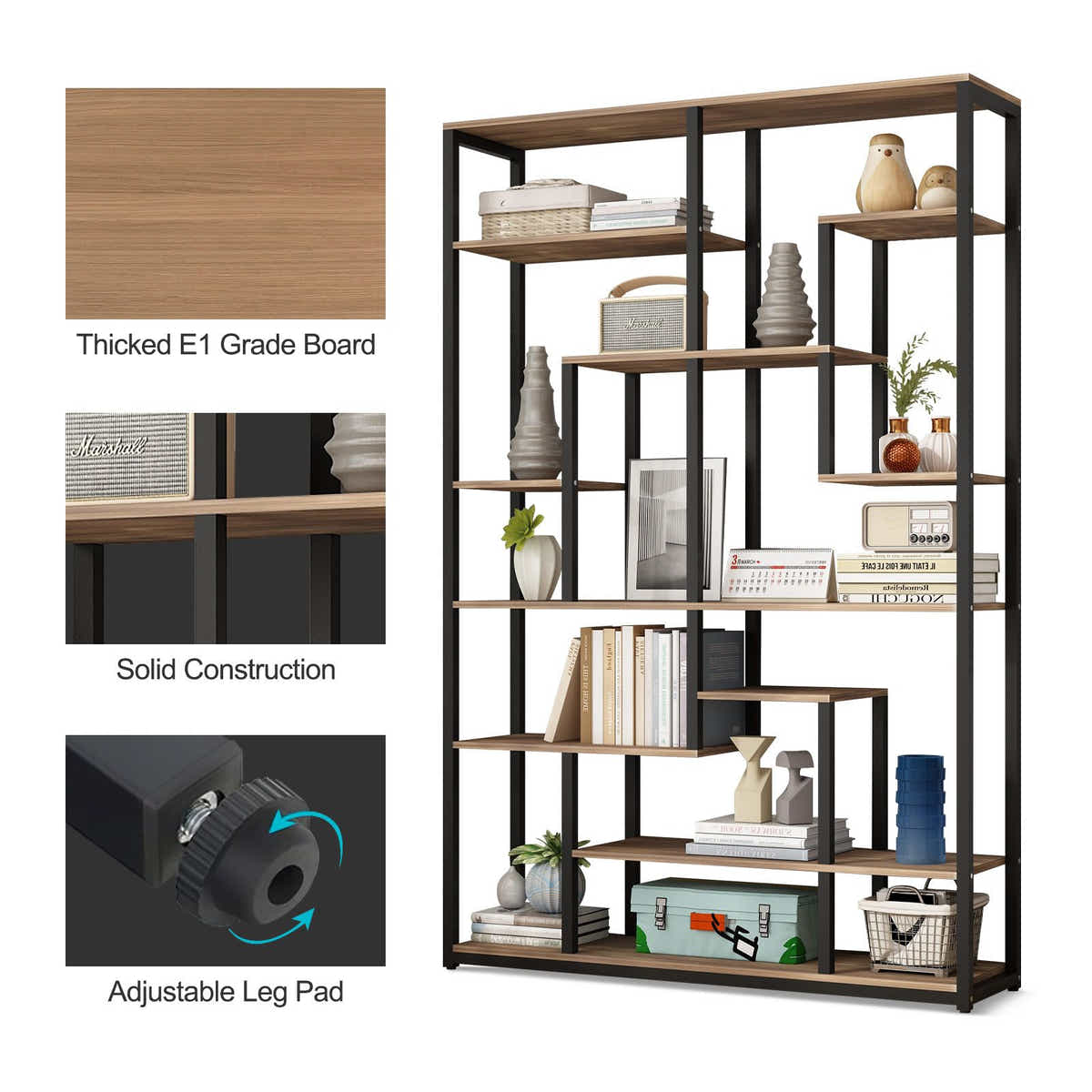 DS BD Bookshelf 7 Tier Shelf CD DVD Photo Storage Media Rack Plant Metal Black