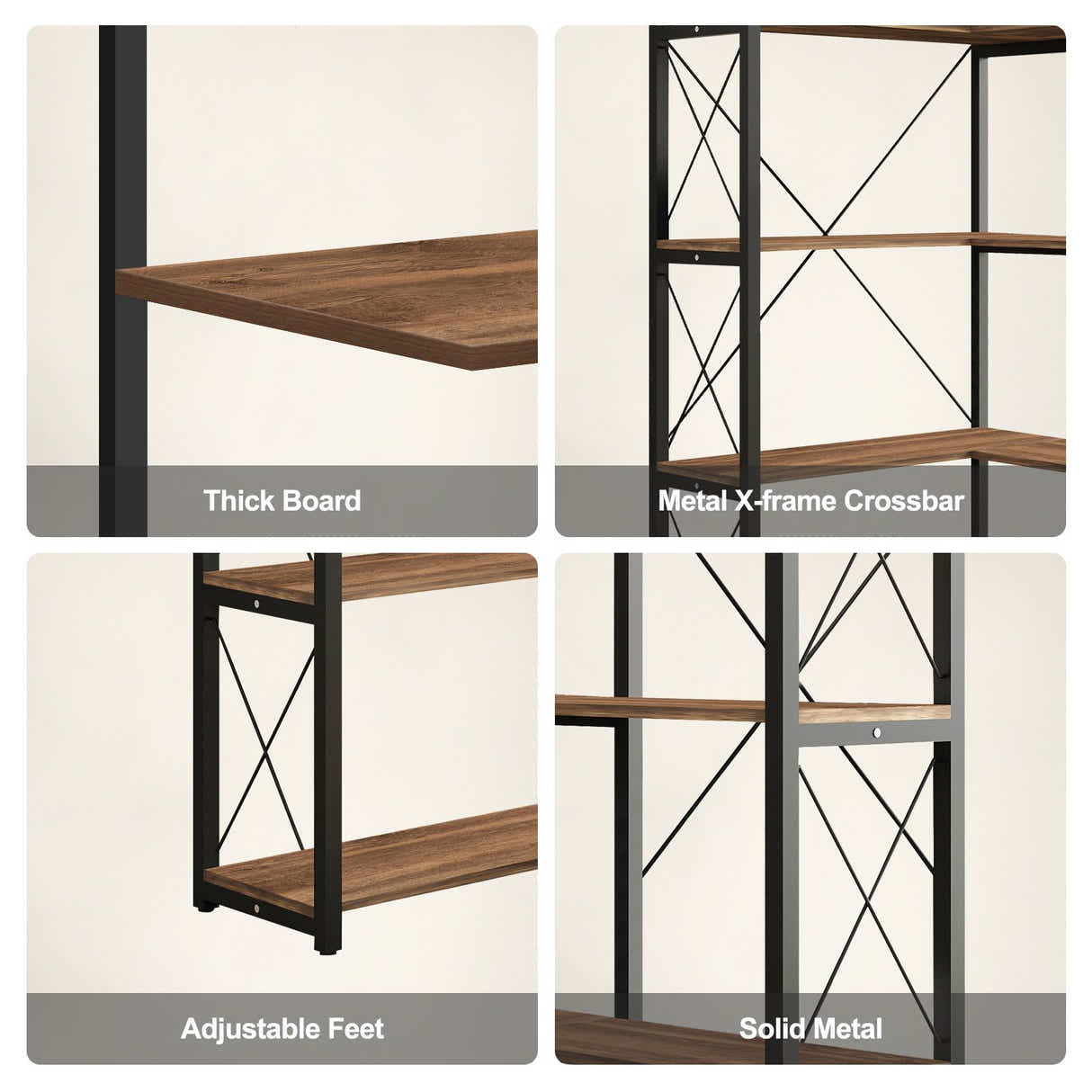 DS BD Bookshelf Corner Shelf 4 Tier CD DVD Photo Storage Media Metal Black