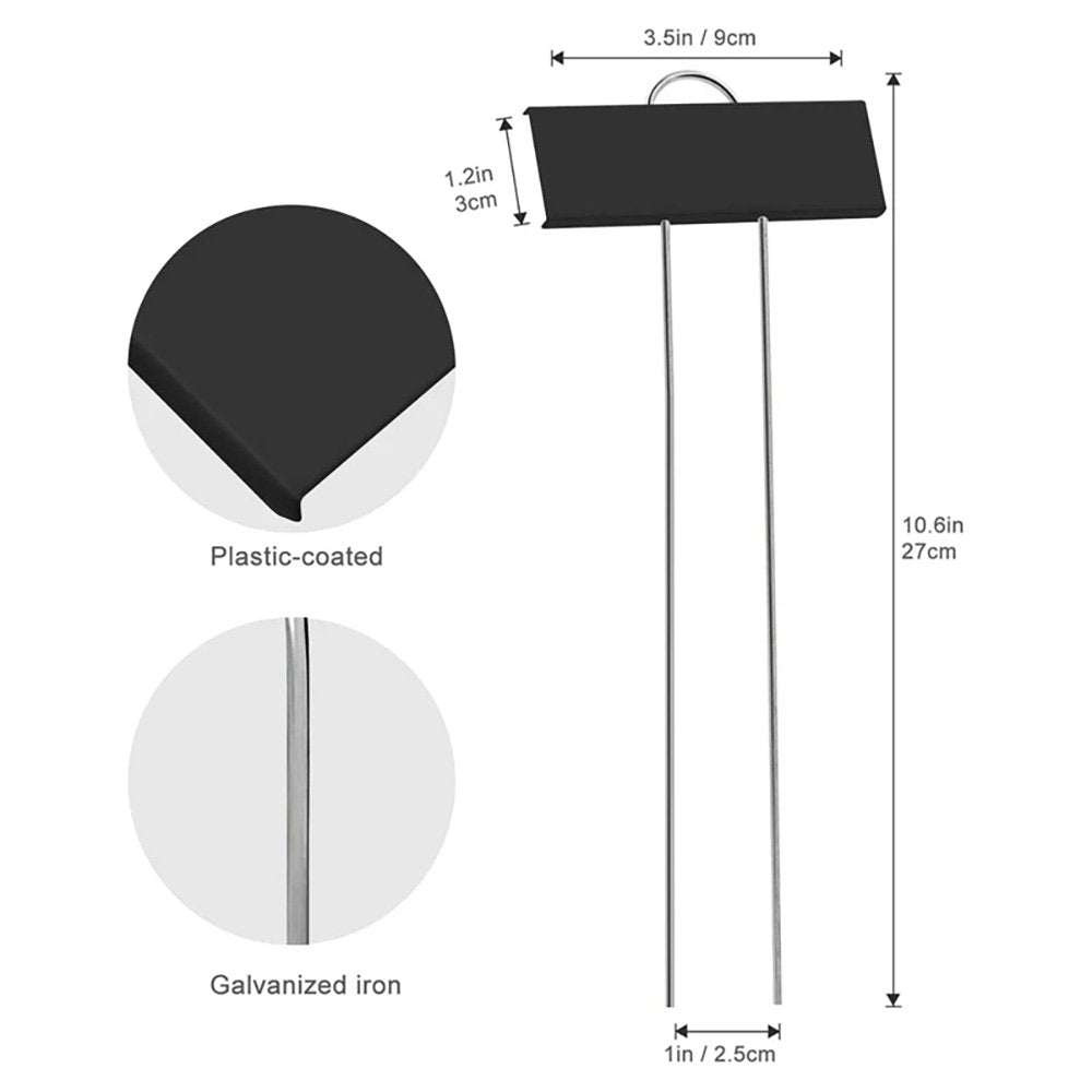 DS BS 20pcs Classic Metal Plant Nursery Labels-Black
