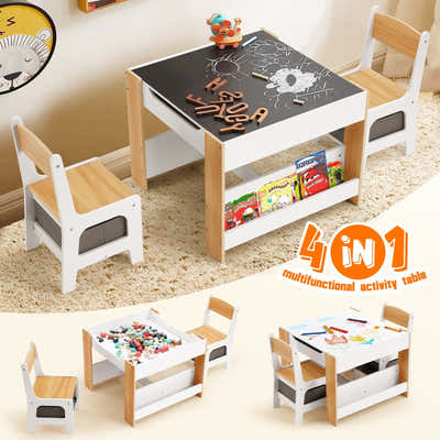 DS BD 4 IN 1 Kids Chairs Set Activity Centre Picnic Play Drawing Storage Desk