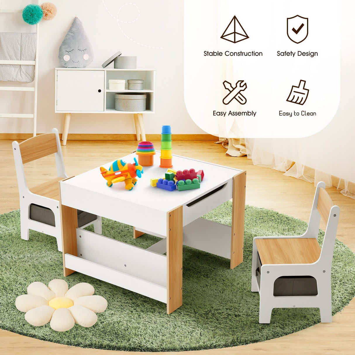 DS BD 4 IN 1 Kids Chairs Set Activity Centre Picnic Play Drawing Storage Desk