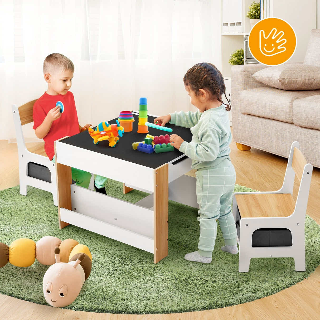 DS BD 4 IN 1 Kids Chairs Set Activity Centre Picnic Play Drawing Storage Desk