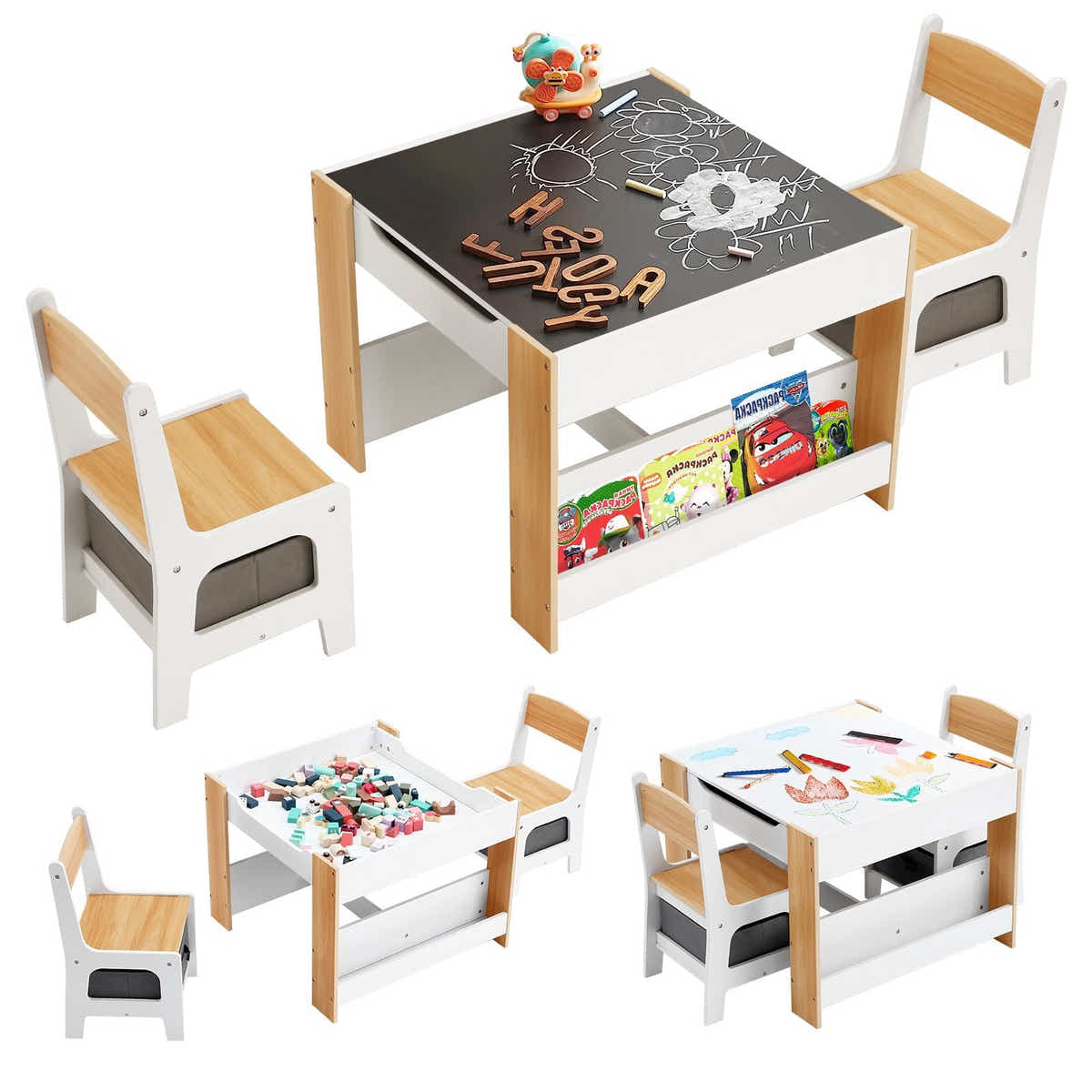 DS BD 4 IN 1 Kids Chairs Set Activity Centre Picnic Play Drawing Storage Desk