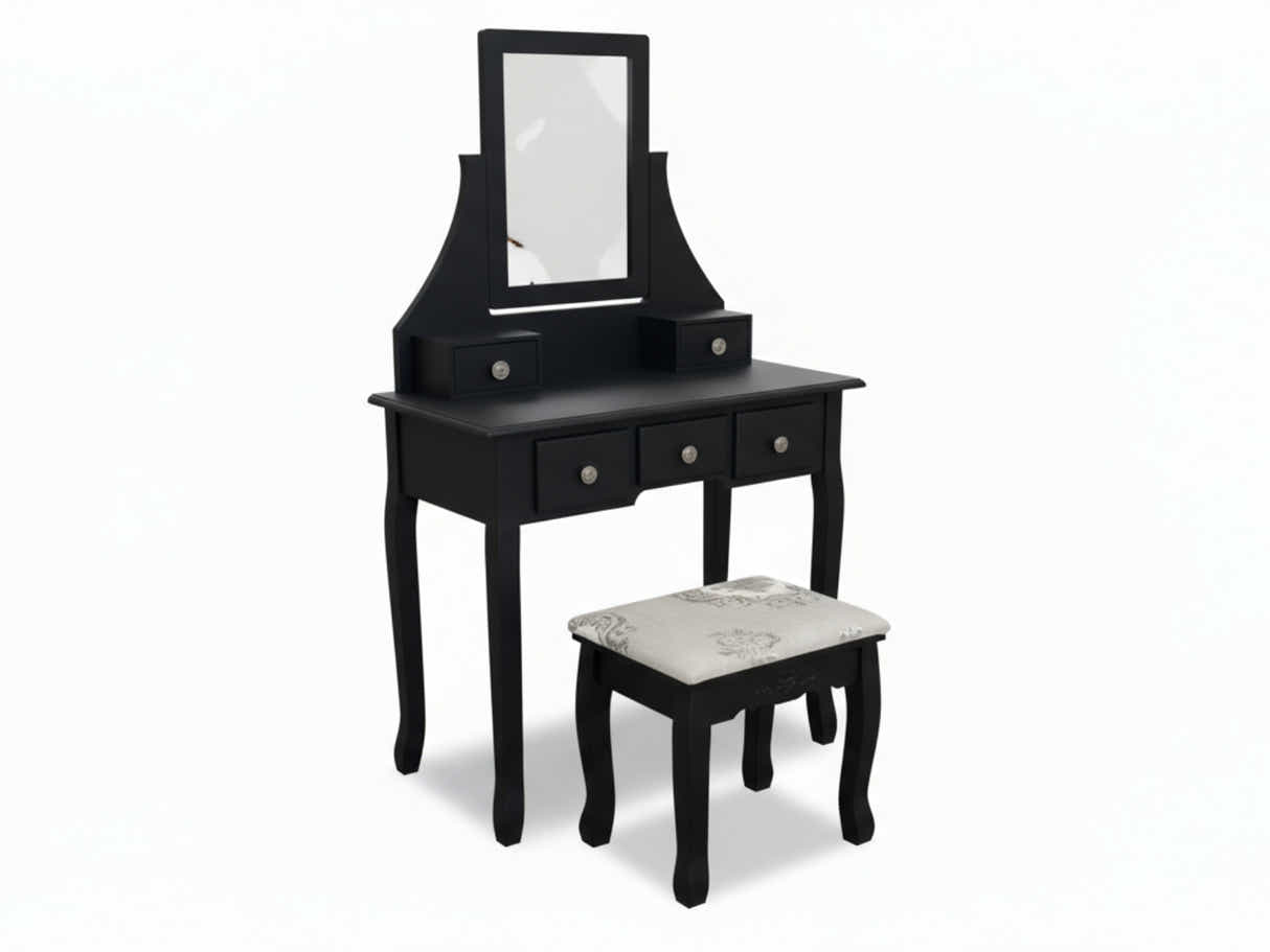 Dressing Table with Stool Black - 74.5 cm