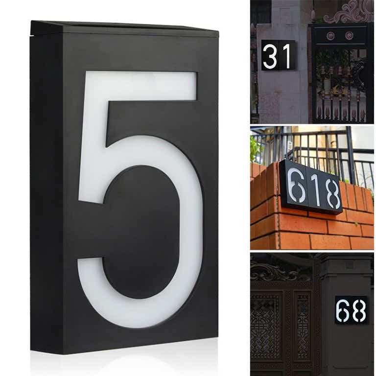 DS BS LED Outdoor Solar House Number Light Sign 9