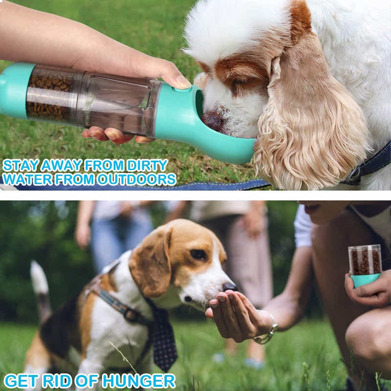 DS BS Portable Dog Travel Water Dispenser with Food Container-300ML