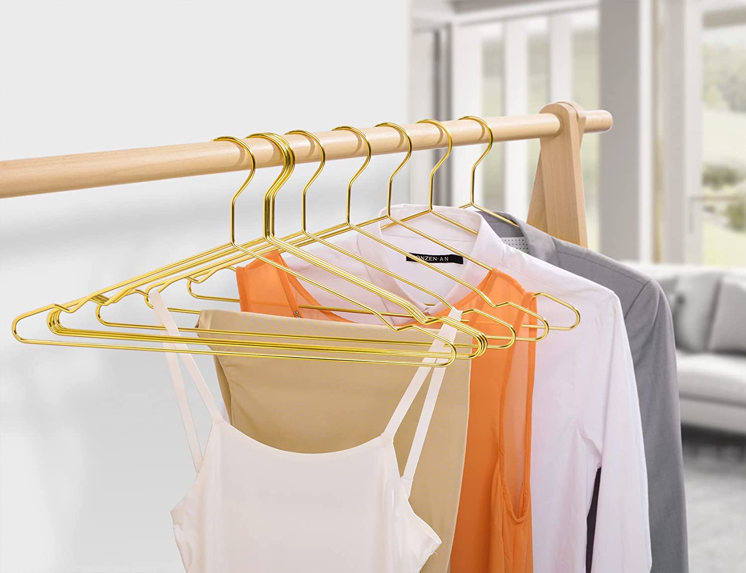 DS BS  10 Pack Heavy Duty Aluminum Alloy Coat Hangers-Gold