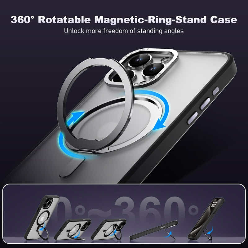 DS BS iPhone 13 Pro Max Case with 360°Rotatable Magnetic Ring Stand