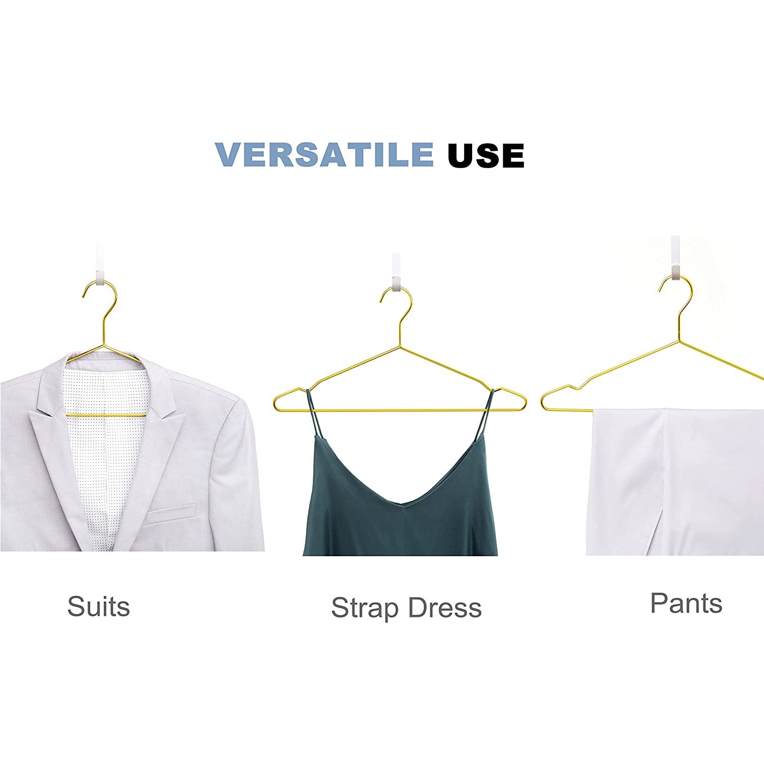 DS BS  10 Pack Heavy Duty Aluminum Alloy Coat Hangers-Gold