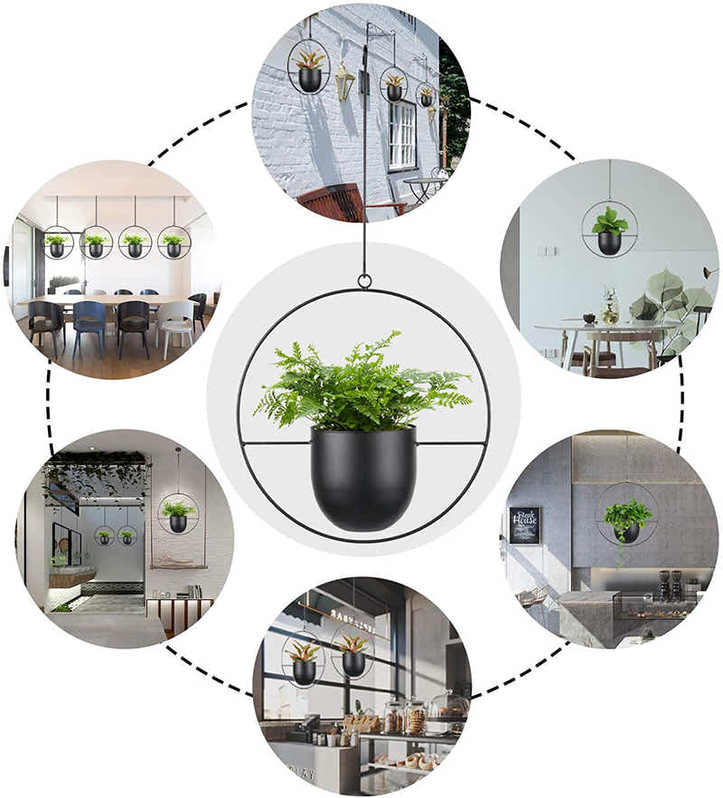 DS BS Minimalist Metal Plant Hanger Round Shape-Black