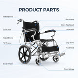 DS BD 16 Inch Folding Wheelchair Mobility Disability Aid Travel Lightweight