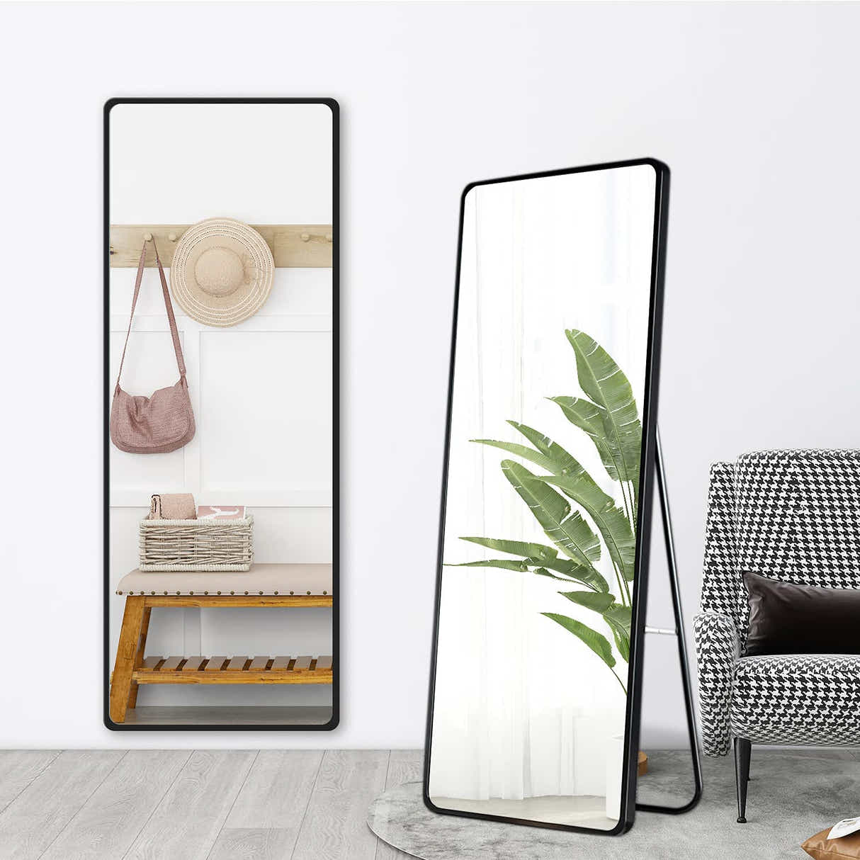 DS BS Aluminum Alloy Frame Round Corner HD Full Size Body Mirror 160x50 cm