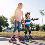 DS BS Kids Adjustable Inline Skates with Light Up Wheels Size33-37Pink
