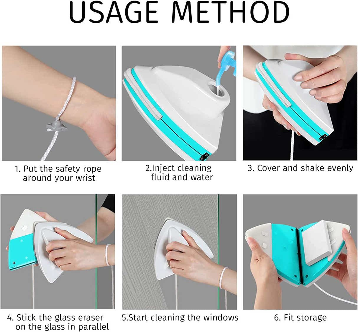 DS BS Water-filled Magnetic Double Side Glass Cleaning Brush 15-26mm