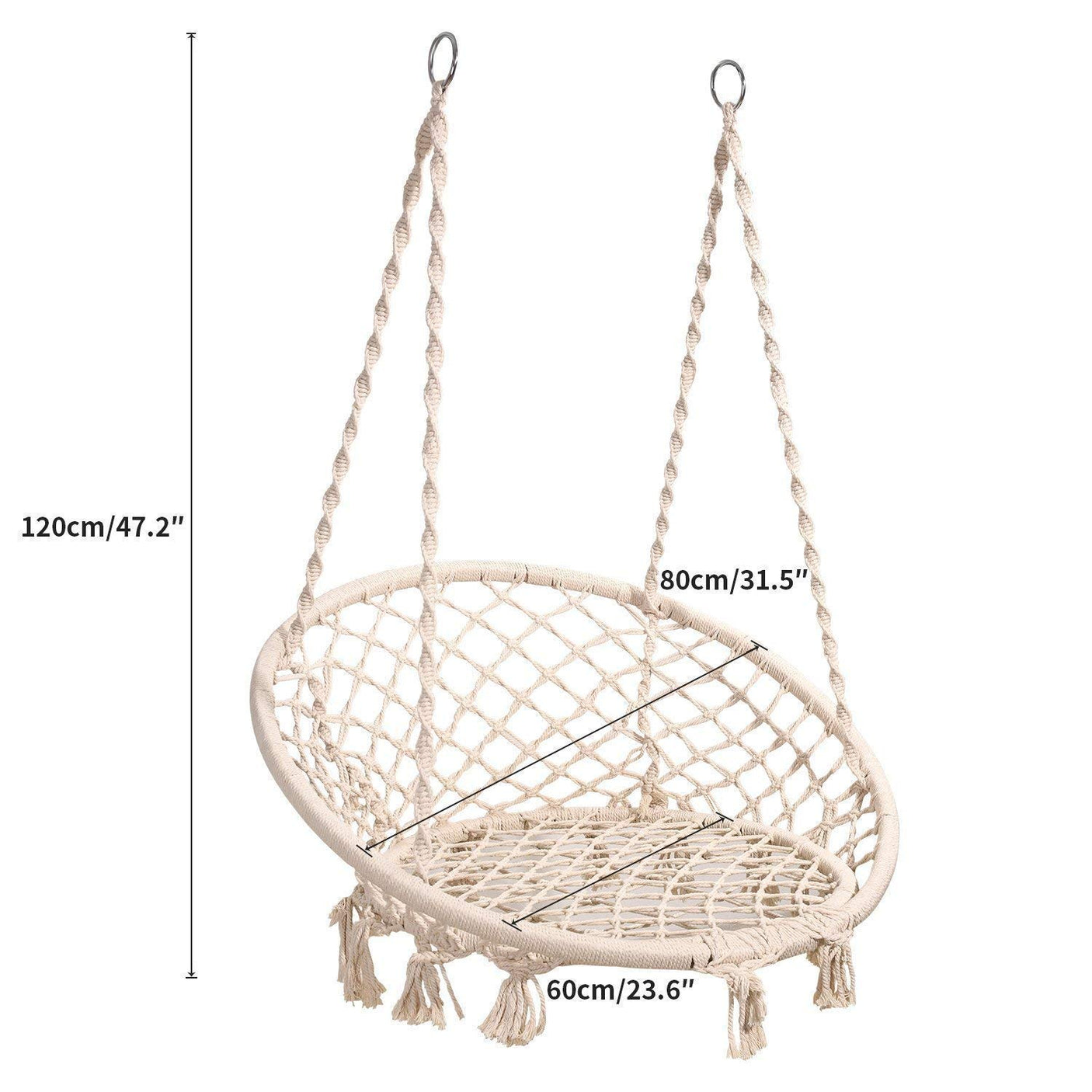 DS BS Handmade Macrame Swing Hammock Chair-Green