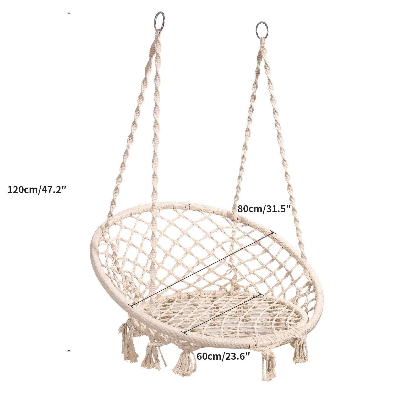 DS BS Handmade Macrame Swing Hammock Chair-Green
