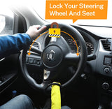 DS BS Universal Anti-Theft Steering Wheel Steel Wire Lock-Yellow