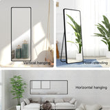 DS BS Aluminum Alloy Frame Round Corner HD Full Size Body Mirror 160x50 cm