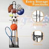 DS BS 4 Tier Sports Equipment Ball Storage Rack with Basket