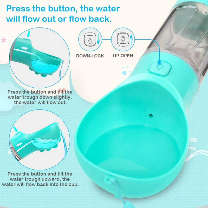 DS BS Portable Dog Travel Water Dispenser with Food Container-300ML