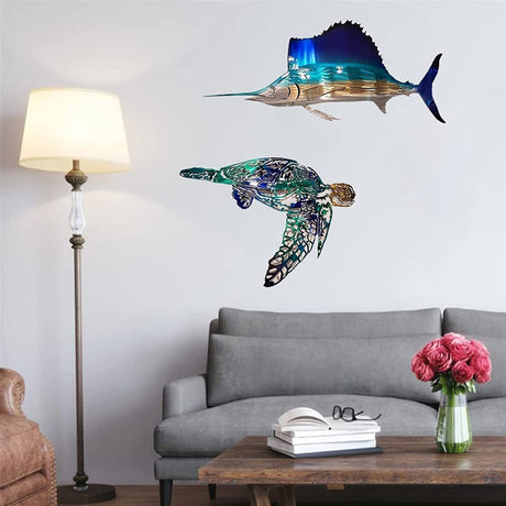 DS BS Marine Life Metal Wall Art Décor-Sea Turtle