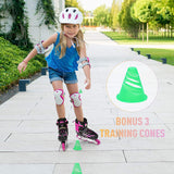 DS BS Kids Adjustable Inline Skates with Light Up Wheels Size33-37Pink