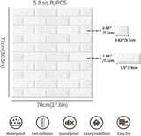 DS BS 5Pcs 3D Brick Self Adhesive Wallpaper Panels 70X75CM-White