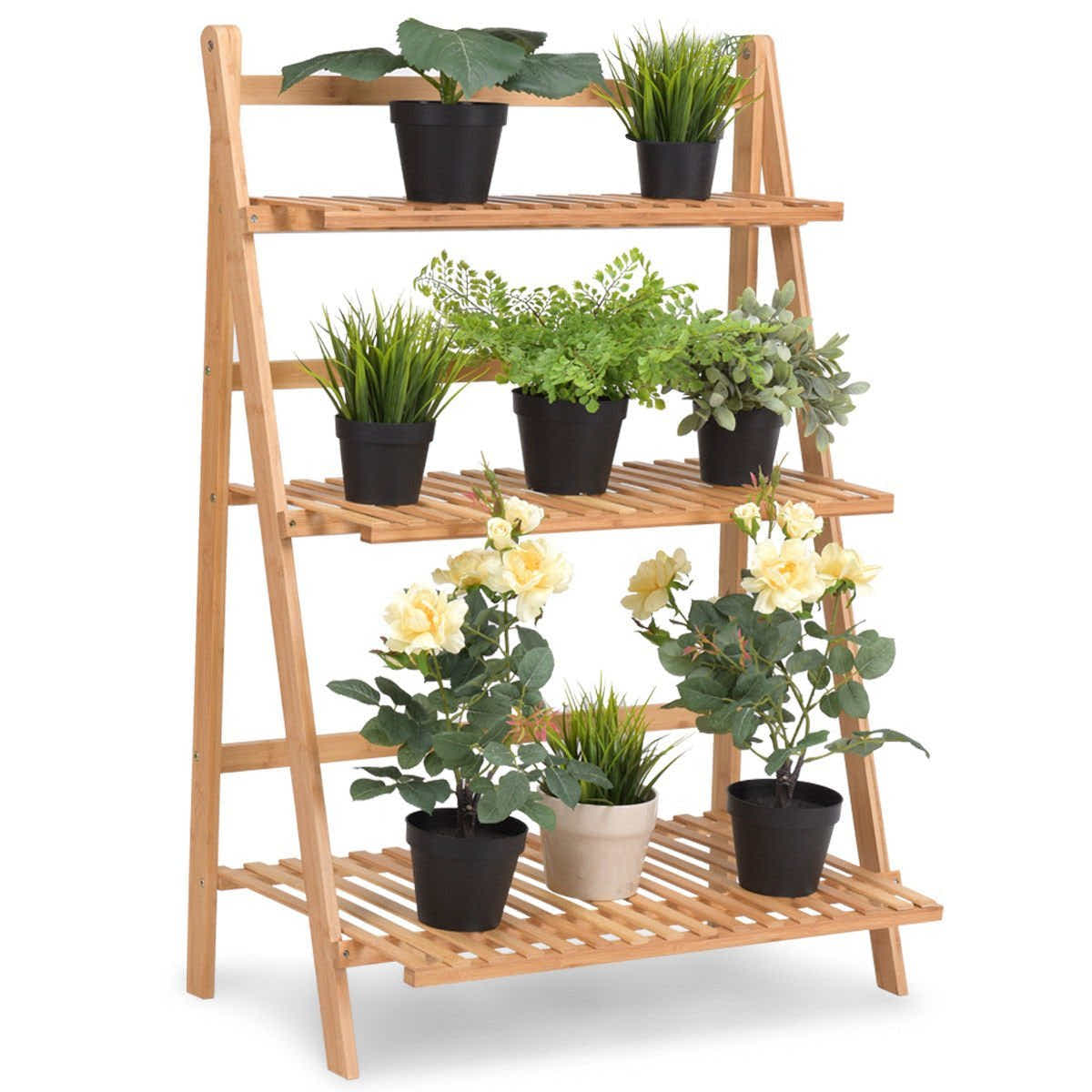 DS BS 3 Tier Foldable Bamboo Deco Plant Rack