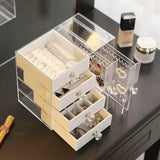 DS BS Acrylic Earring Holder and Jewelry Organizer 2 Slots 4 Drawers