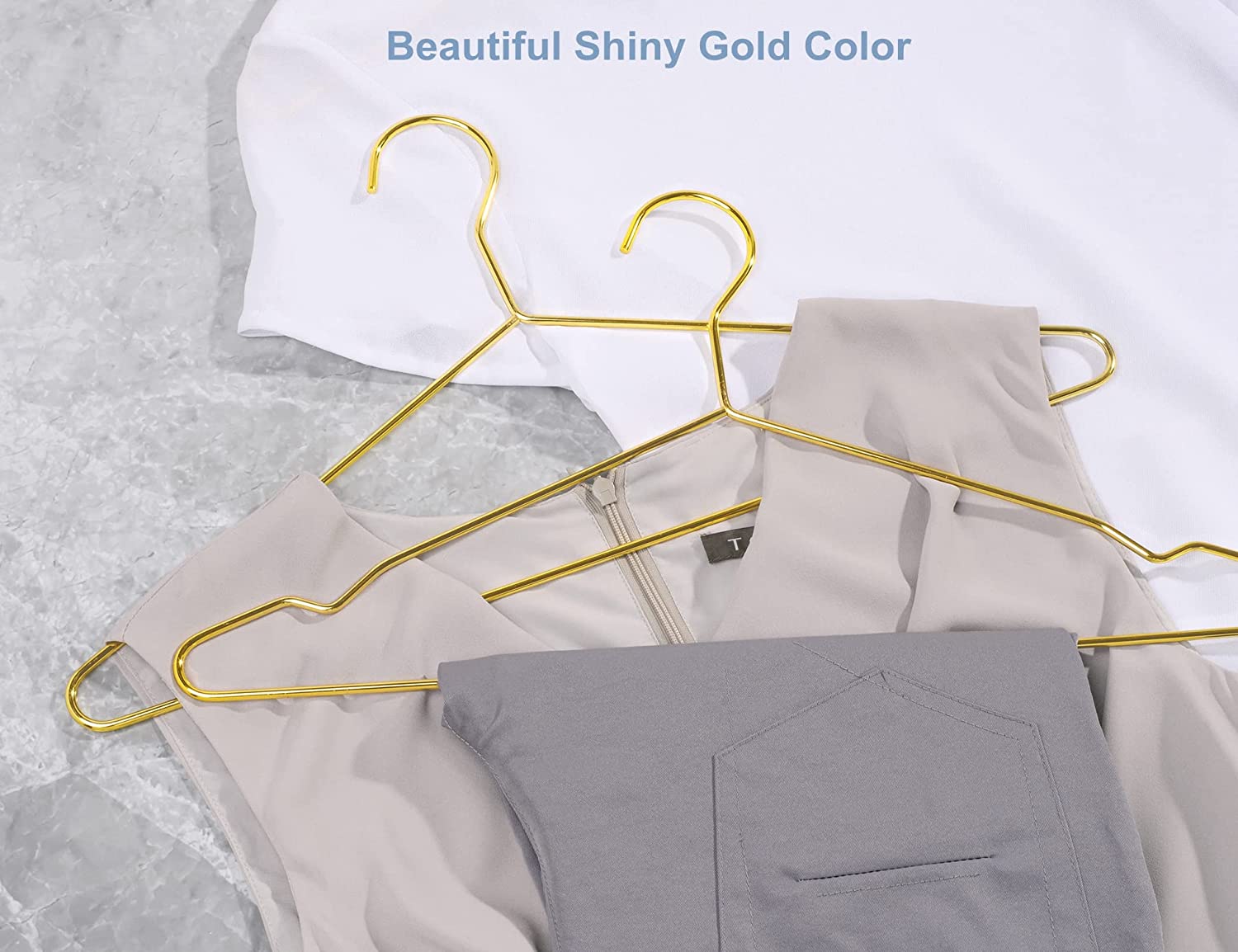 DS BS  10 Pack Heavy Duty Aluminum Alloy Coat Hangers-Gold