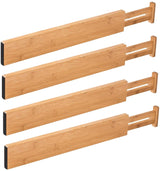 DS BS 4pcs Bamboo Expandable Adjustable Drawer Dividers Organizers