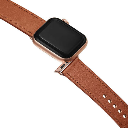 DS BS Leather Bands Compatible With Apple Watch Band for 42MM 44MM 45MM-Brown
