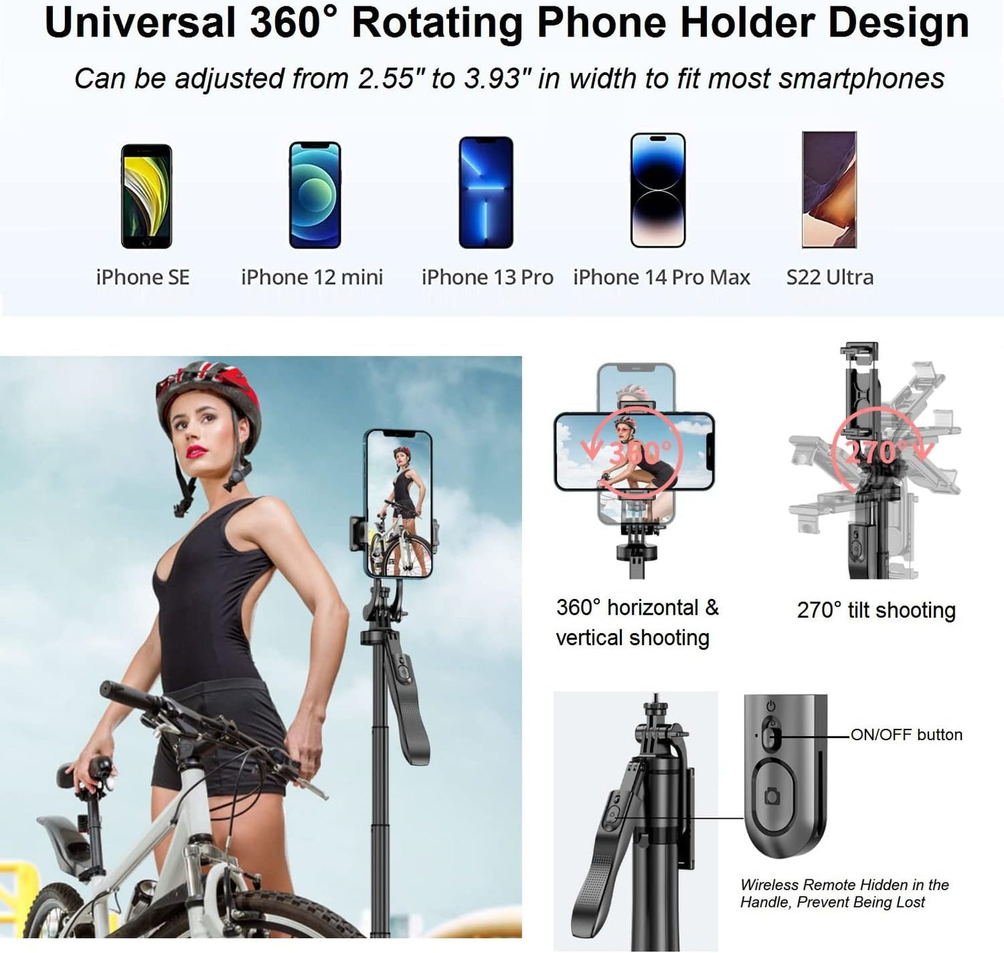 DS BS 1.5M Extendable Tripod Stand with Stabilizer for iPhone, Android, Cameras
