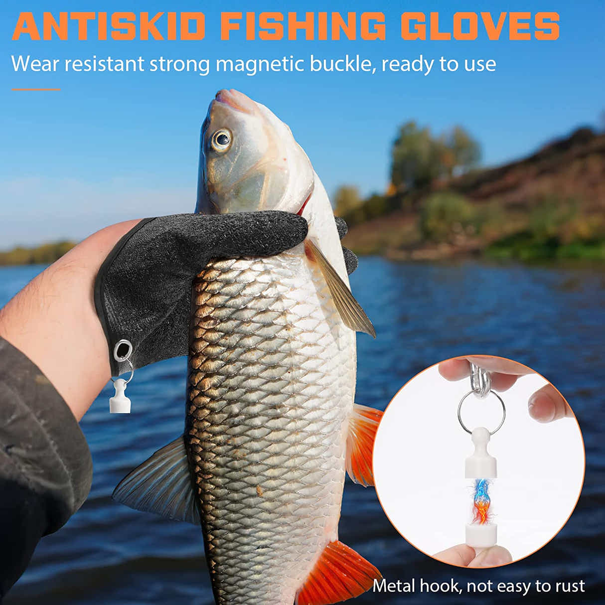 DS BS Puncture Proof Waterproof and Magnet Release Fishing Gloves