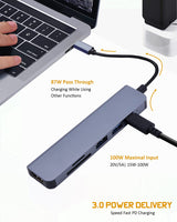 DS BS 6 in 1 USB C Laptop Docking Station with 4K HDMI