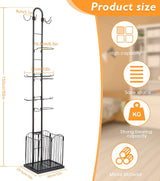 DS BS 4 Tier Sports Equipment Ball Storage Rack with Basket