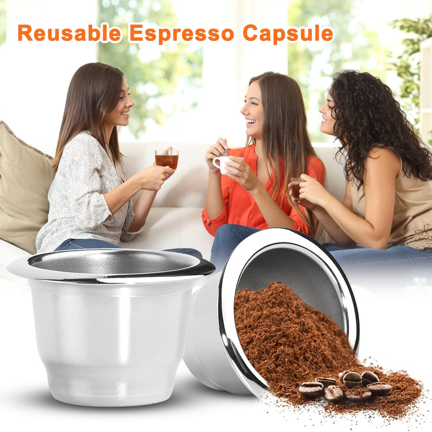 DS BS 106pcs Stainless Steel Refillable Coffee Capsules Cup for Nespresso