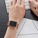 DS BS Leather Bands Compatible With Apple Watch Band for 38MM 40MM 41MM-Brown