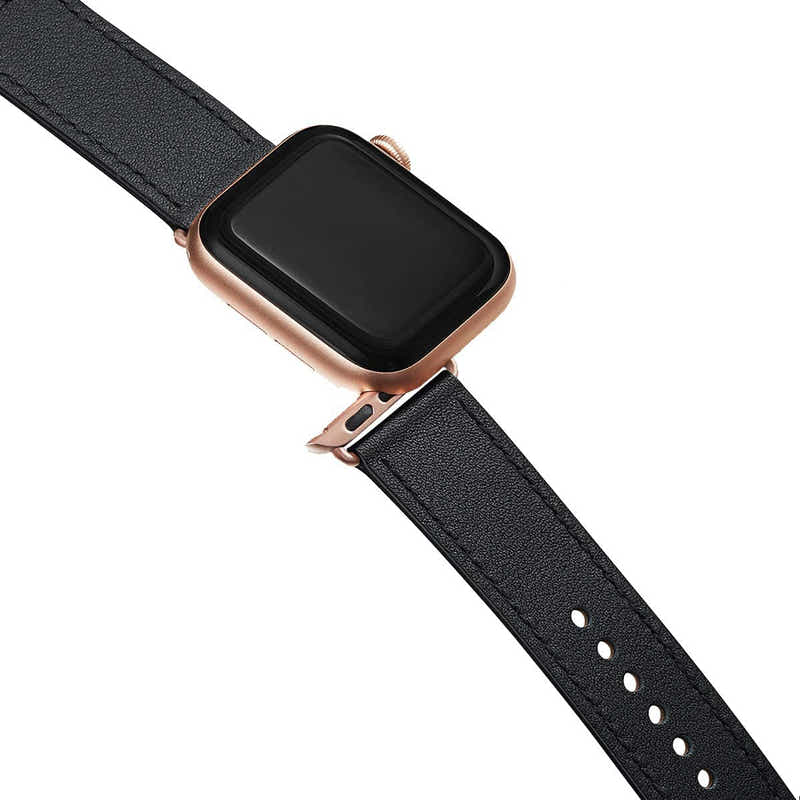 DS BS Leather Bands Compatible With Apple Watch Band for 42MM 44MM 45MM-Black