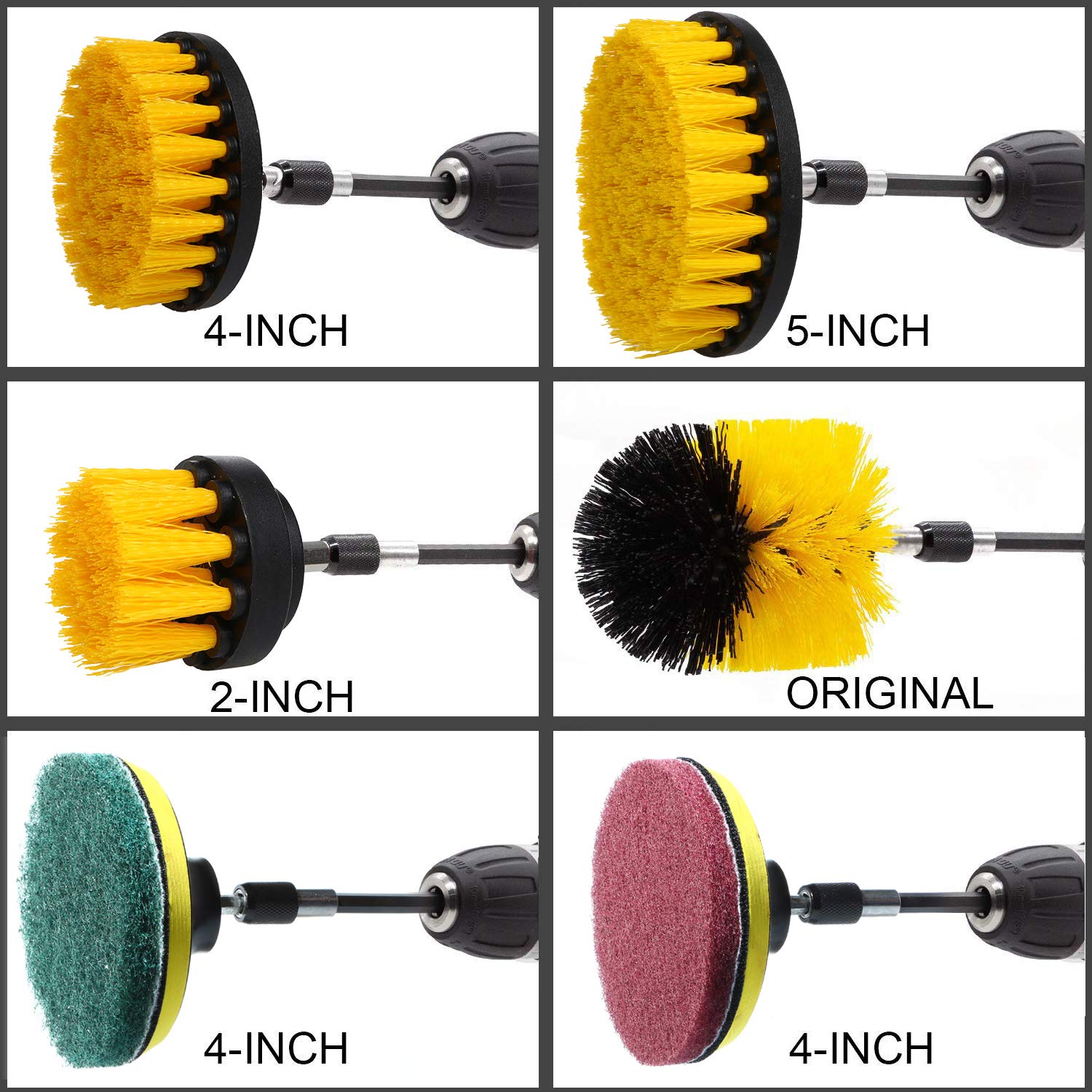 DS BS 12 Piece Power Drill Brush Scrub Pads Set