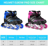 DS BS Kids Adjustable Inline Skates with Light Up Wheels Size33-37Pink
