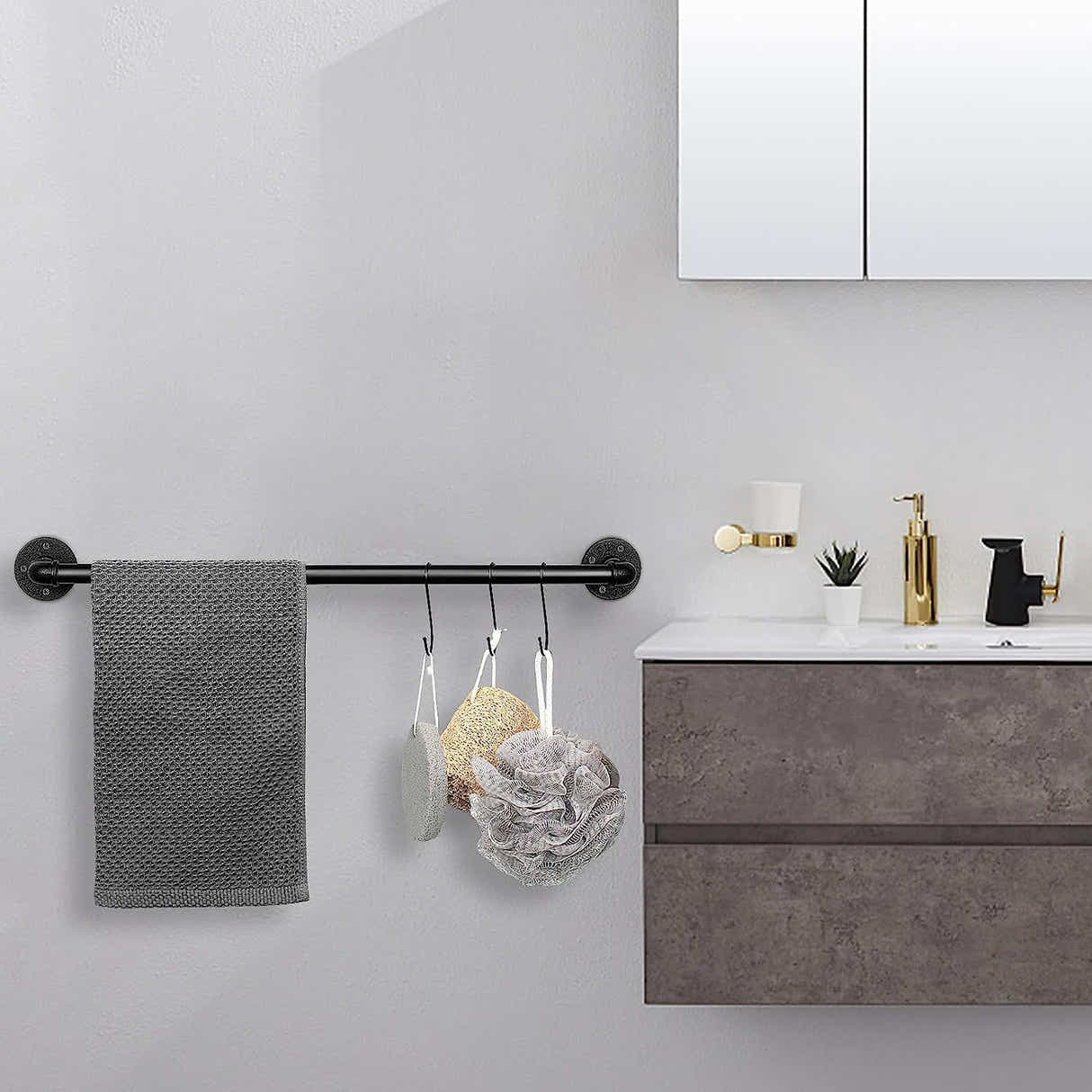 DS BS Industrial Pipe Towel Rack Towel Bar-80CM