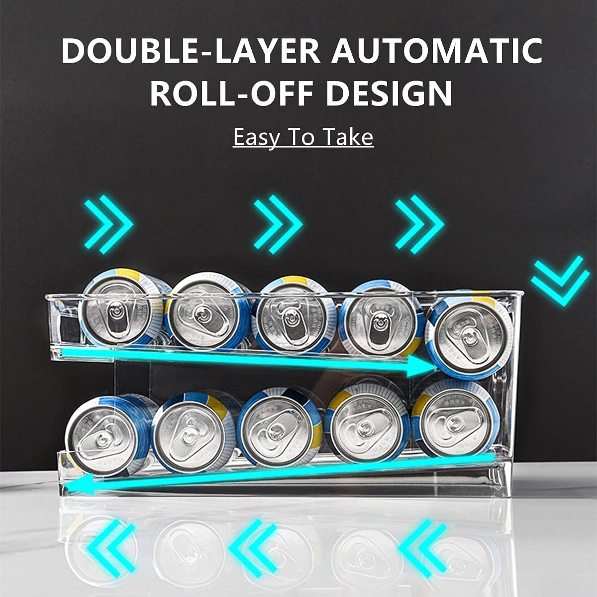 DS BS Automatic Rolling Beverage Soda Can Storage Organizer