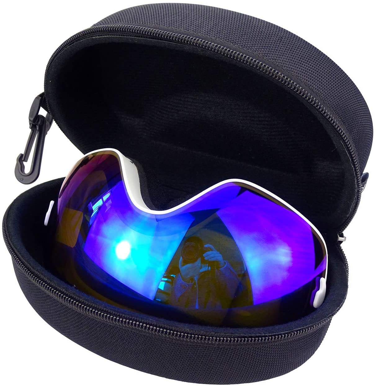 DS BS Unisex Double Layers UV Anti-Fog Big Ski Mask Goggles-Sliver